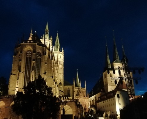 Erfurter Dom bei Nacht